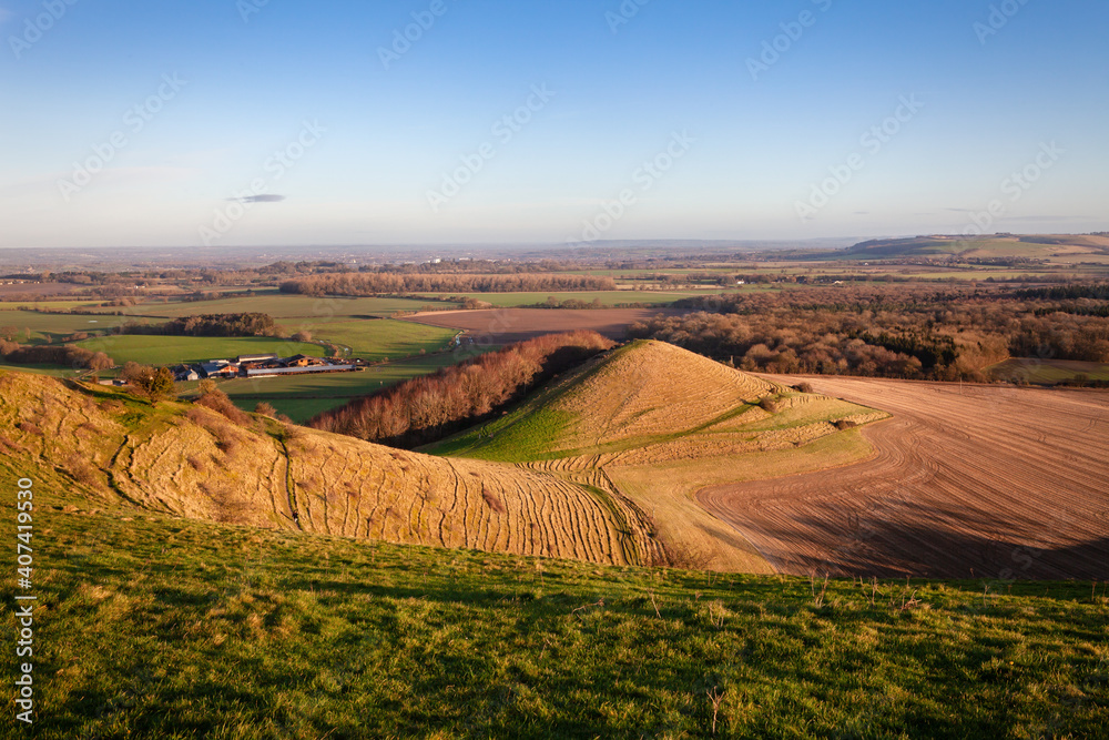 Looking out from Cley Hill across Warminster, Wiltshire