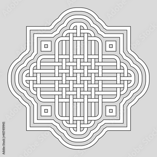 Black and white geometric linear illustrations. Line art pattern design. Decorative abstract celtic vector background. Coloring book, colouring page. Easy to edit color and lines.