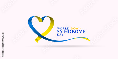 World down syndrome day. Ribbon with heart shape