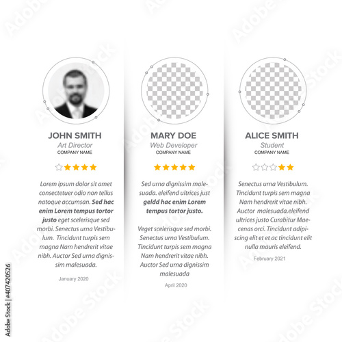 Testimonial reviews section layout template