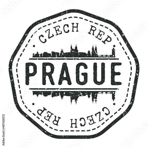 Prague, Czechia Stamp Skyline Postmark. Silhouette Postal Passport. City Round Vector Icon. Vintage Postage Design.