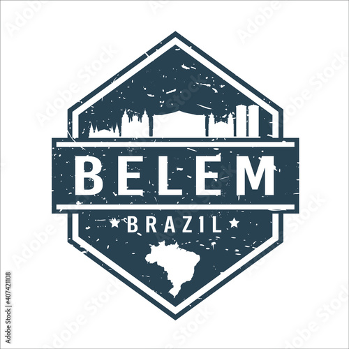 Belém, State of Pará, Brazil Travel Stamp Icon. Skyline City Design Tourism Diamond. Vector Illustration Grunge Clip art Badge.