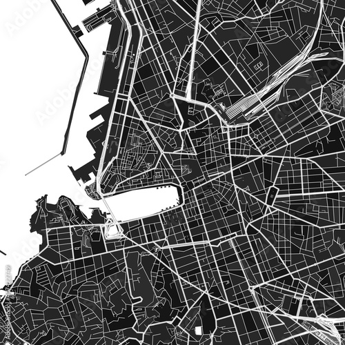 Marseille, France dark vector art map