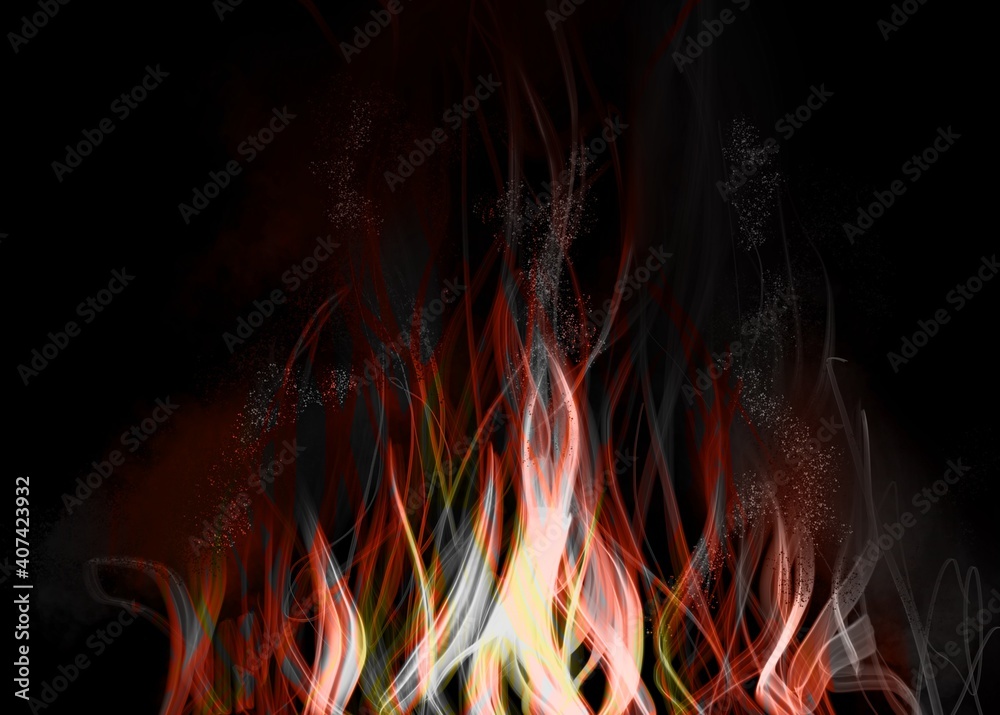 Fototapeta premium Beautiful fire on black background 