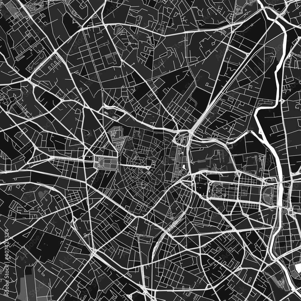 Montpellier, France dark vector art map