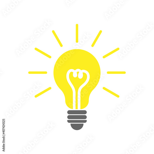 creative light idea. Light bulb with rays shine. Energy and idea symbol. Inspiration concept modern design template workflow layout, diagram, step up options.