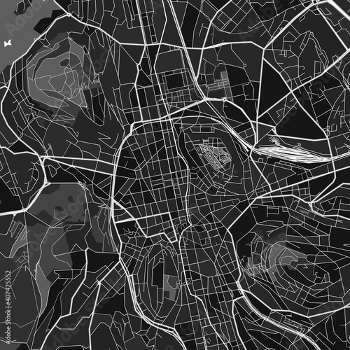 Saint-Etienne, France dark vector art map