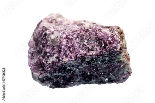 фотографія Lepidolite, closup of the mineral cut out on a white background