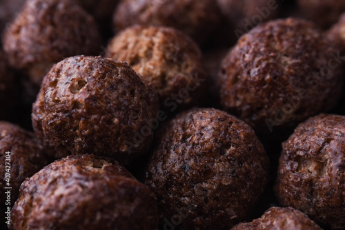 chocolate corn flakes in close up macro © ukasz