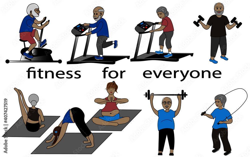 Fototapeta premium Fitness for every person - not young, pregnant, with not ideal figures.