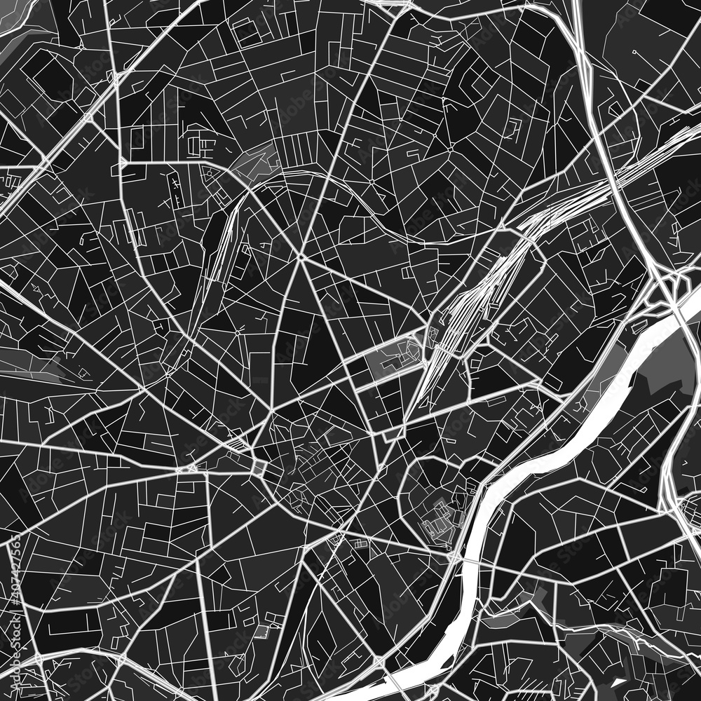 Limoges, France dark vector art map
