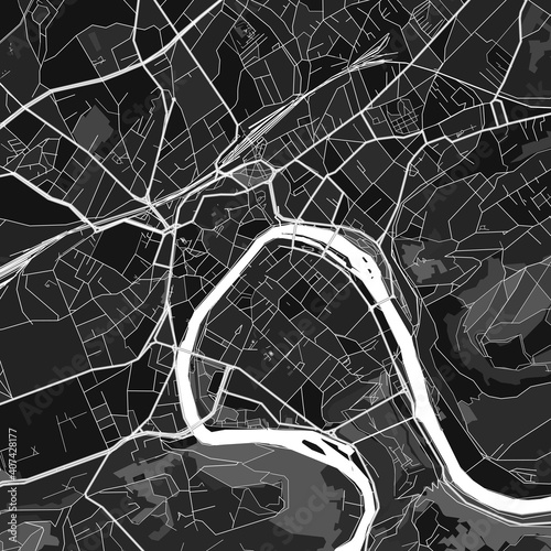 Besancon, France dark vector art map