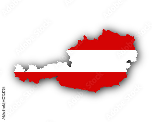 Karte und Fahne von Österreich