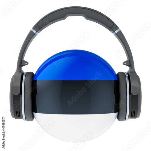 Headphones with Estonian flag, 3D rendering
