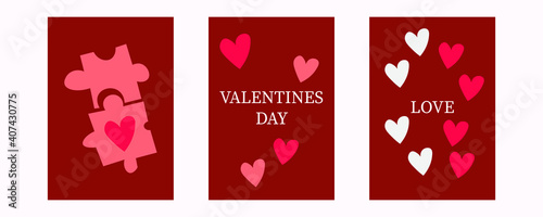 Set of Romantic cartoon background with Cute Lovely Valentines Day elements for social media, mobile app, networking. Love you greeting card. Editable Vector illustration.
