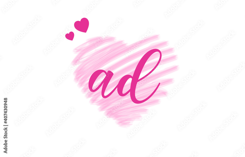 ad a d Letter Logo with Heart Shape Love Design Valentines Day Concept.
ad a d Letter Logo with Heart Shape Love Design Valentines Day Concept.