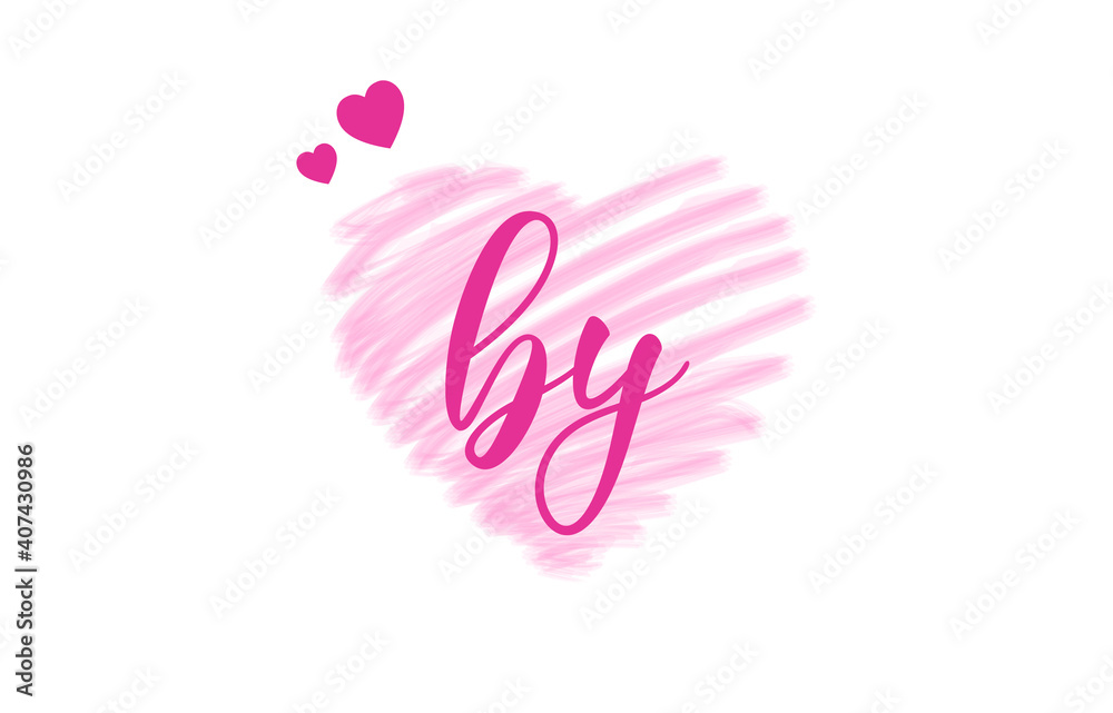 by b y Letter Logo with Heart Shape Love Design Valentines Day Concept.

