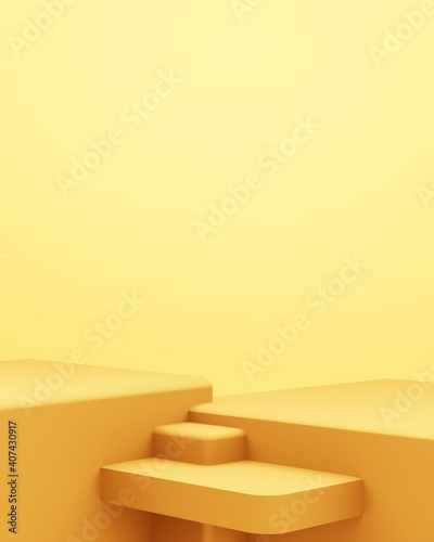 3d rendering of empty gold podium abstract minimal background. Scene for advertising design  cosmetic ads  show  technology  banner  cream  fashion  luxury. Illustration. Product display. copy space