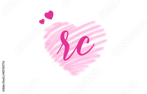 rc r c Letter Logo with Heart Shape Love Design Valentines Day Concept.
