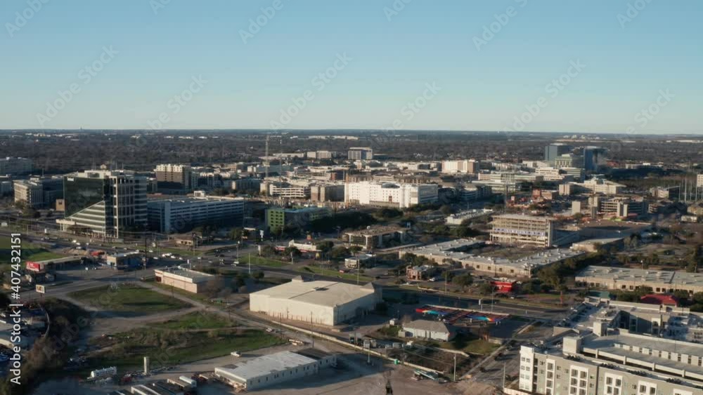 Sweeping Aerial of the Domain shopping mall and business district in North Austin Sweeping Aerial of the Domain shopping mall and business district in North Austin