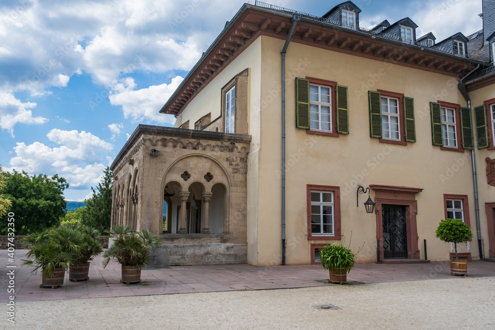 View of part of the building of the castle in Bad Homburg / Germany in the Taunus