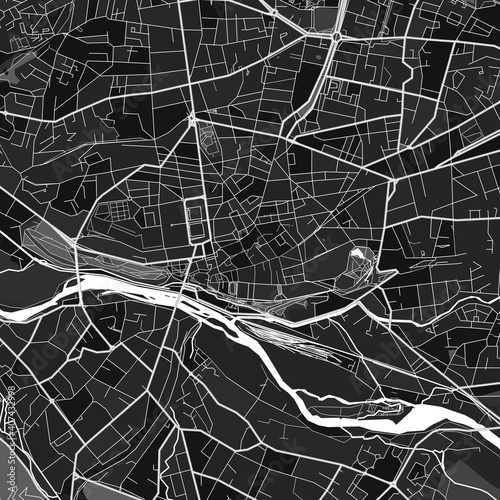 Pau, France dark vector art map