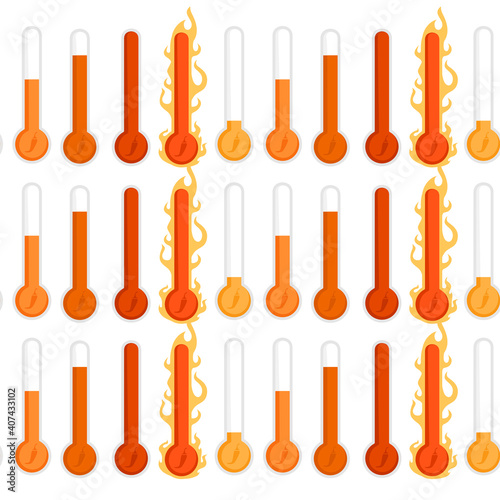 Seamless pattern Scoville pepper heat scale low to extra spicy hot vector illustration on white background