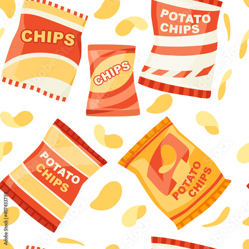 Snack product set for vending machine fast food potato chips vector illustration on white background