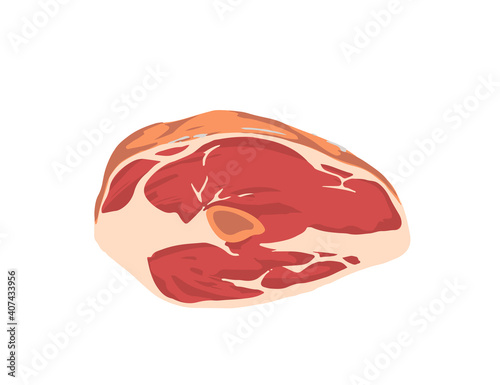 Piece of raw sliced meat steak fresh meat for bbq vector illustration on white background