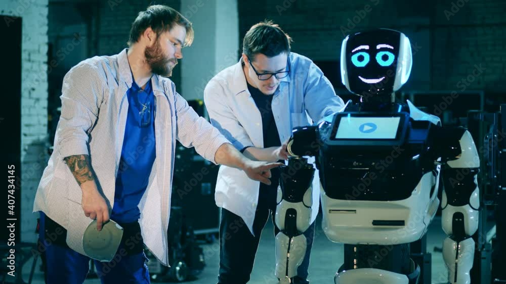 Bionic machine is getting repaired by robotic research engineers ...