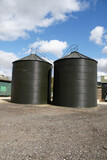 Silos used for storing grain and foodstuffs for livestock on a farm