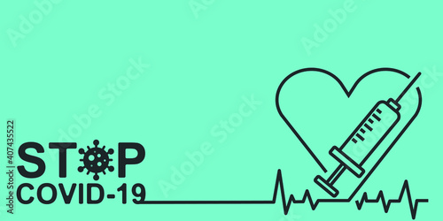 Getting vaccinated stops corona. flat style, concept of vaccination, injection, isolated vector illustration	
