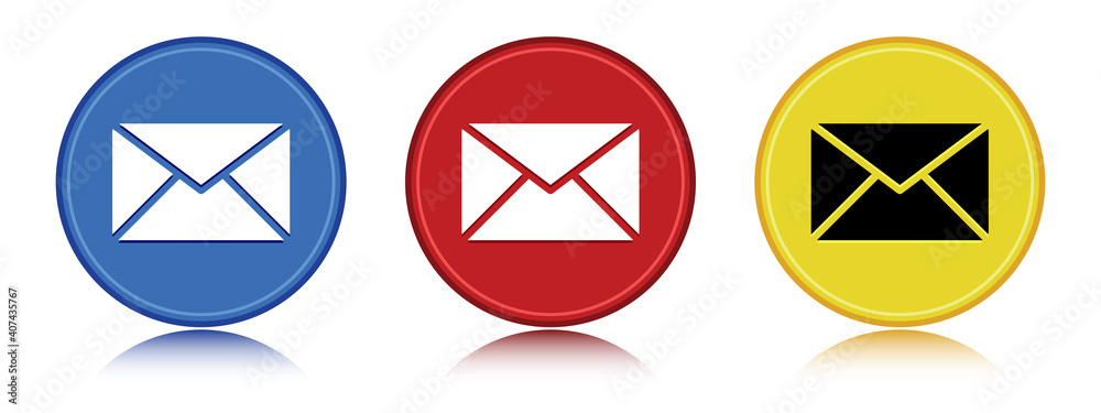 Email icon flat round button set illustration Email icon flat round button set illustration
