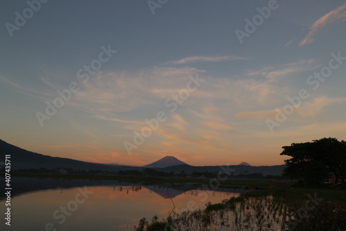 view of mountain at dawn