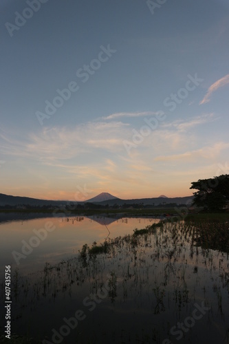 view of mountain at dawn