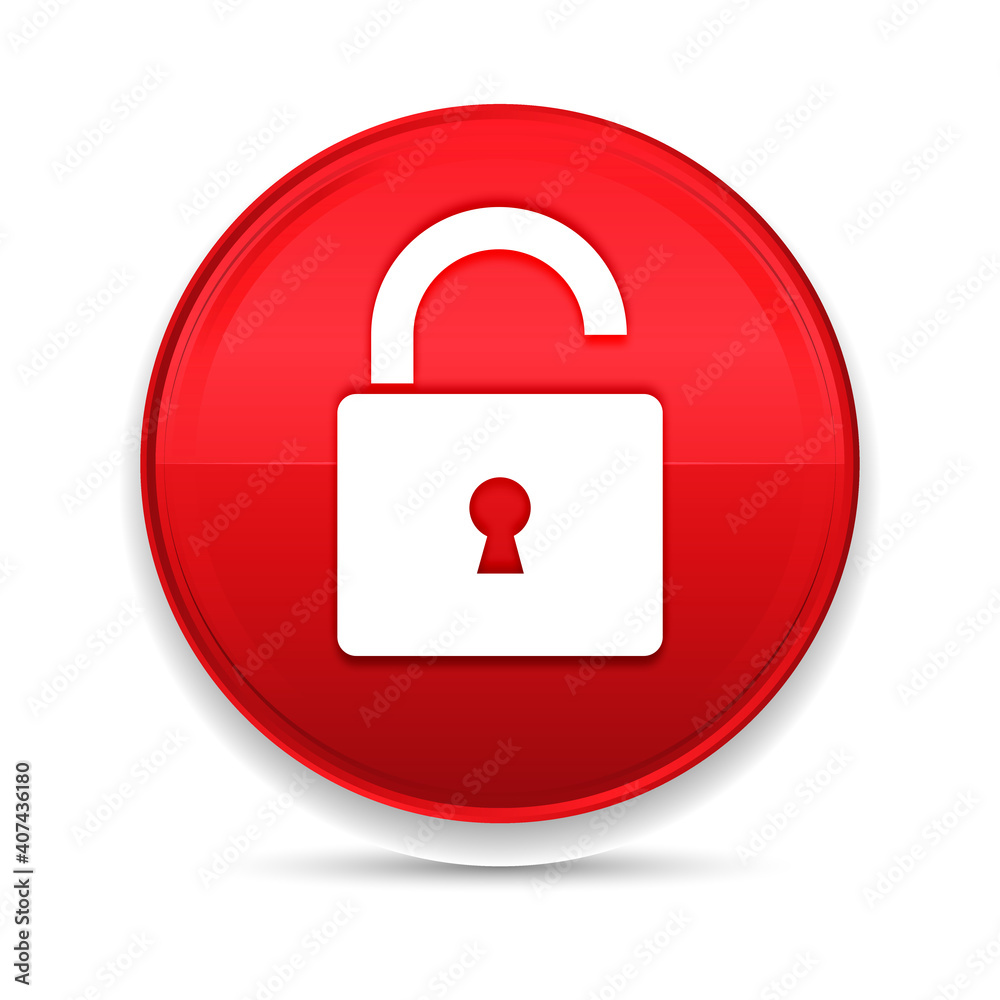 Padlock open icon shiny luxury design red button vector