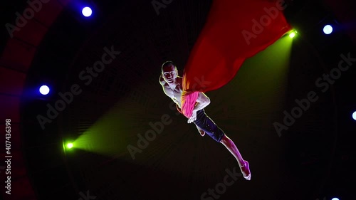 Aerial acrobat performance in the circus