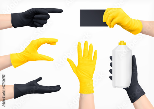 Protective Gloves Realistic Set