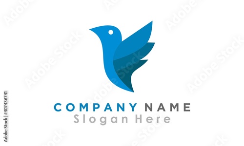 blue color bird vector logo simple