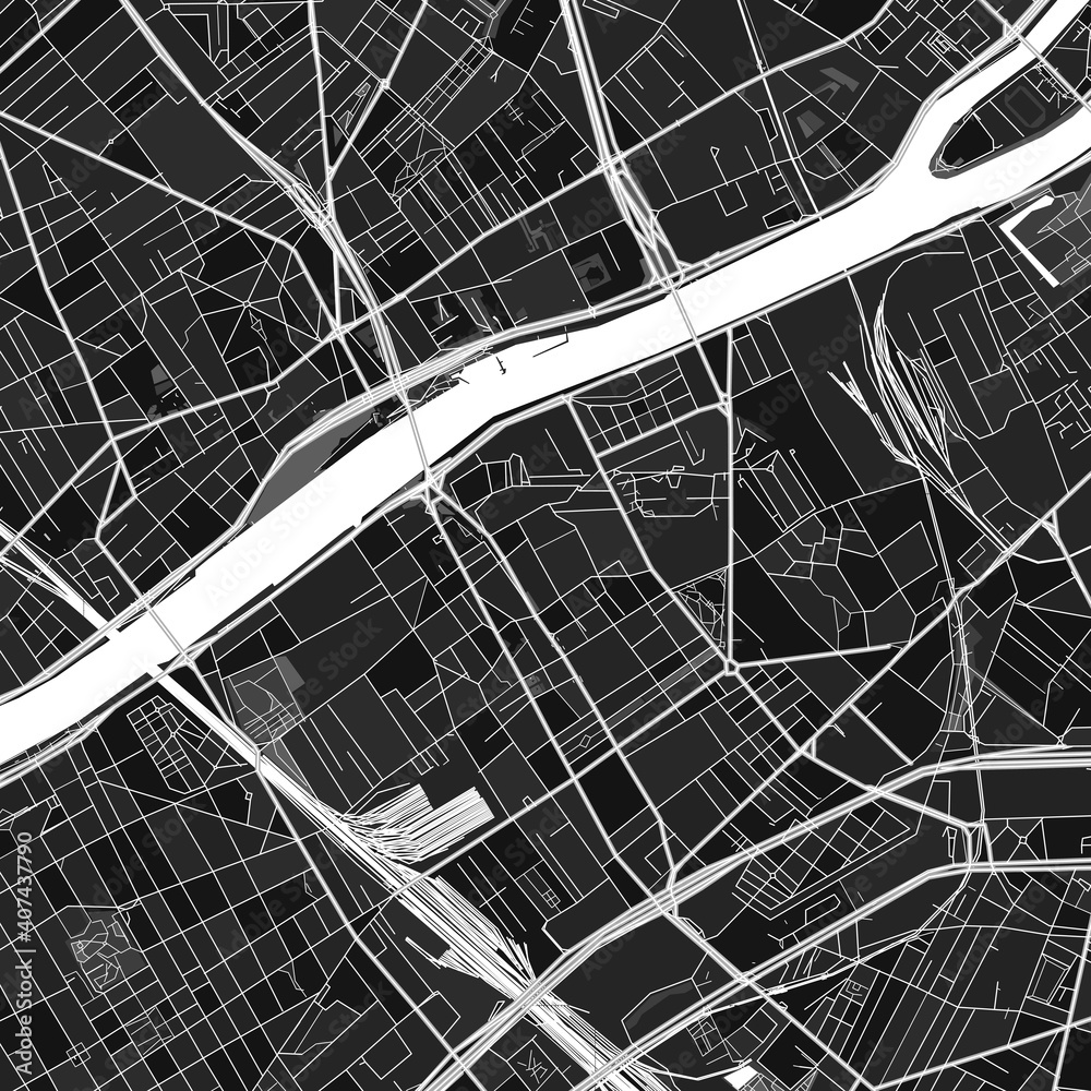 Clichy, France dark vector art map