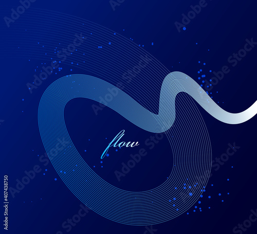 Abstract lines in 3D motion dimensional perspective vector background, elegant curvy light stripy design element, template for banner or poster and other ads.