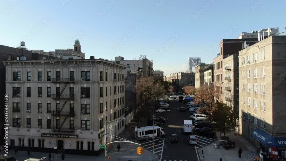 New York, NY, USA - February 15, 2020 : Washington Heights in Upper Manhattan, New York City. 