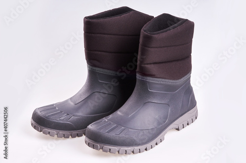 Men's winter snow waterproof boots isolated on white background