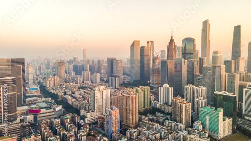 Aerial photography of Guangzhou, China, urban architectural landscape