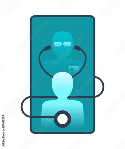Telemedicine icon - stethoscope on phone screen
