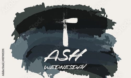 Ash Wednesday is a Christian holy day of prayer and fasting. It is preceded by Shrove Tuesday and falls on the first day of Lent, the six weeks of penitence before Easter. Vector EPS 10.