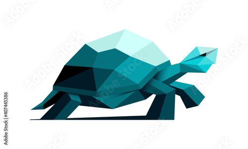 geometric green turtle low poly vector