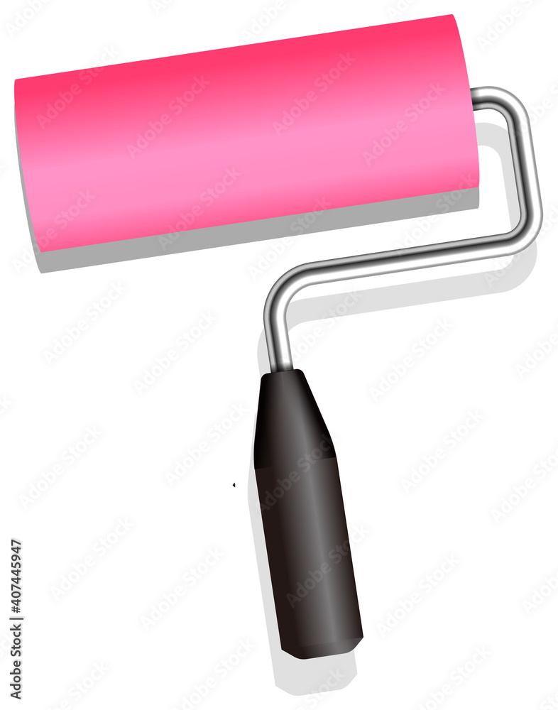 Roller painter, paintbrush vector illustration (Pink) Roller painter, paintbrush vector illustration (Pink)
