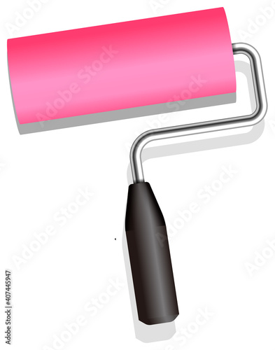 Roller painter, paintbrush vector illustration (Pink)