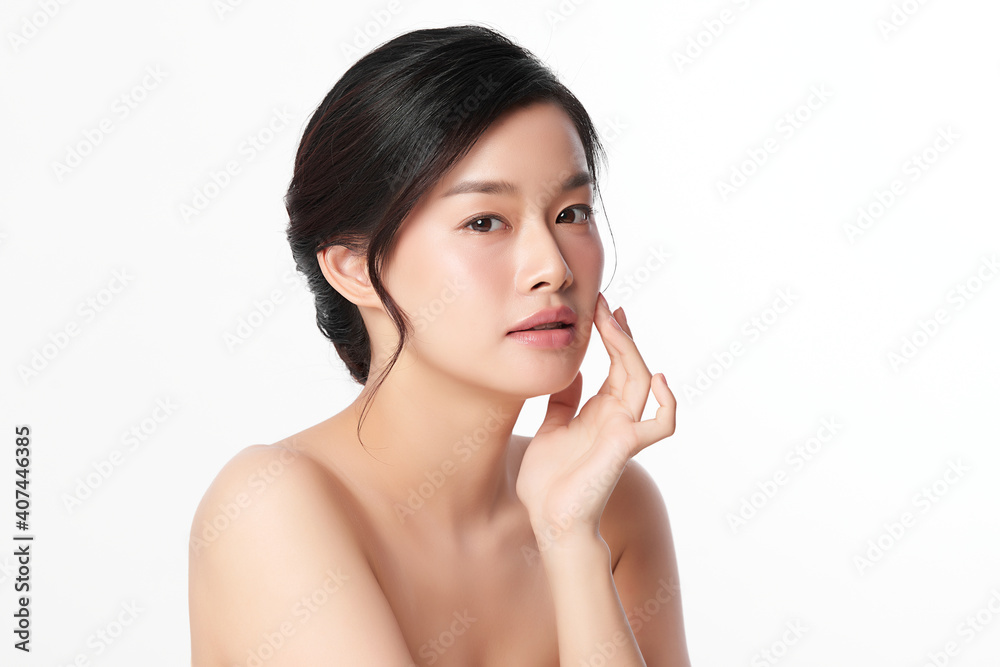 Beautiful young asian woman with clean fresh skin on white background, Face care, Facial treatment, Cosmetology, beauty and spa, Asian women portrait Beautiful young asian woman with clean fresh skin on white background, Face care, Facial treatment, Cosmetology, beauty and spa, Asian women portrait